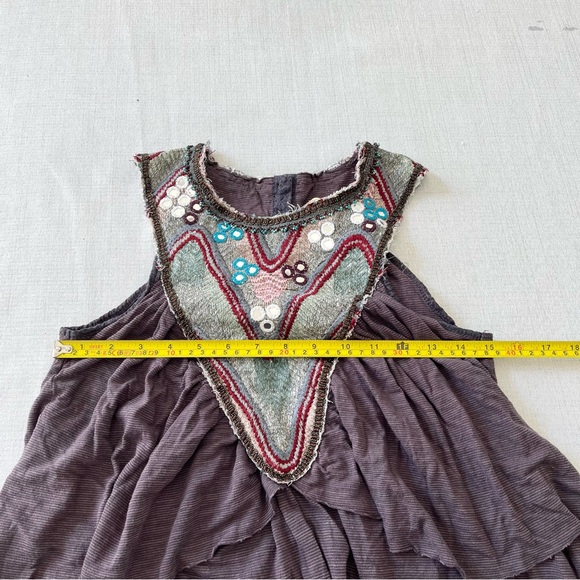 Free People Purple Blouse Boho Size XS Embellished V-Neck Sleeveless Tank Top - Picture 5 of 9